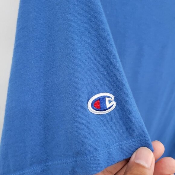 Champion Men Blue Short Sleeve Crew Neck Stripe Graphic Tee Shirt Top Size XL - Picture 7 of 11